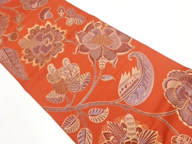 JAPANESE KIMONO / VINTAGE FUKURO OBI / WOVEN CHINESE FLOWER